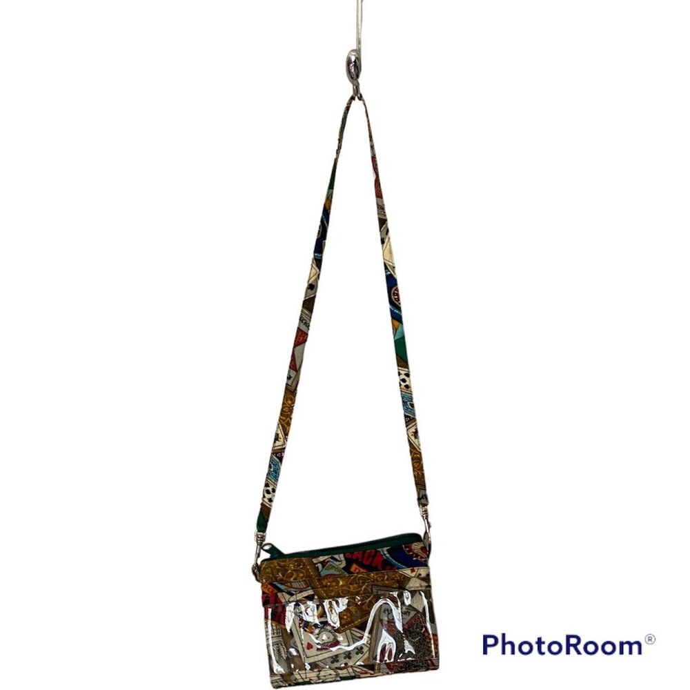 Val in Stitches Fabric Crossbody Purse Small 6x4.5 Card Games Handmade in USA - Picture 8 of 12